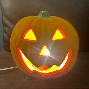 Vintage Gemmy  Light Up Halloween Foam Mold Pumpkin Jack O Lantern